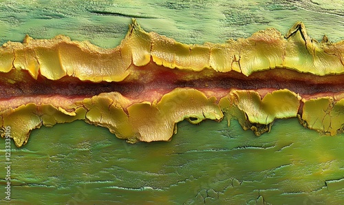 Close-up of tree bark texture, vibrant colors, nature background, ideal for design