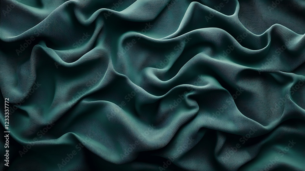Obraz premium Deep Teal Fabric Draped in Soft Waves