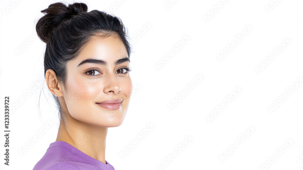Pakistani happy woman wearing red apparel smiling isolated on white background Pakistani happy woman wearing red apparel smiling isolated on white background