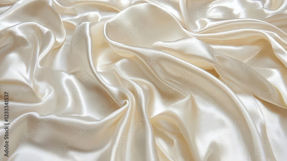 Obraz premium Luxurious Smooth Cream Satin Fabric Draped Elegantly for Textiles