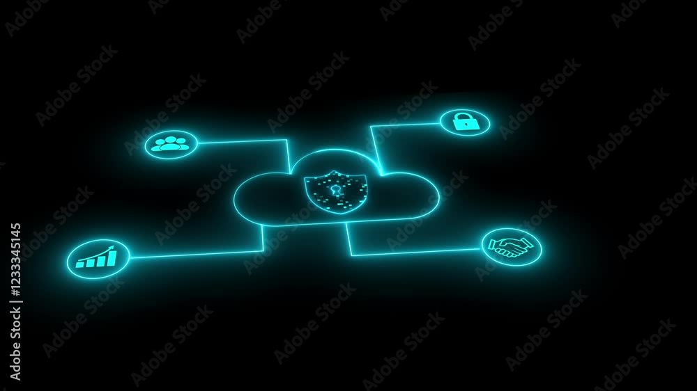 Cloud computing for data storage and transfer for safety, Cloud icon with data icon on the background