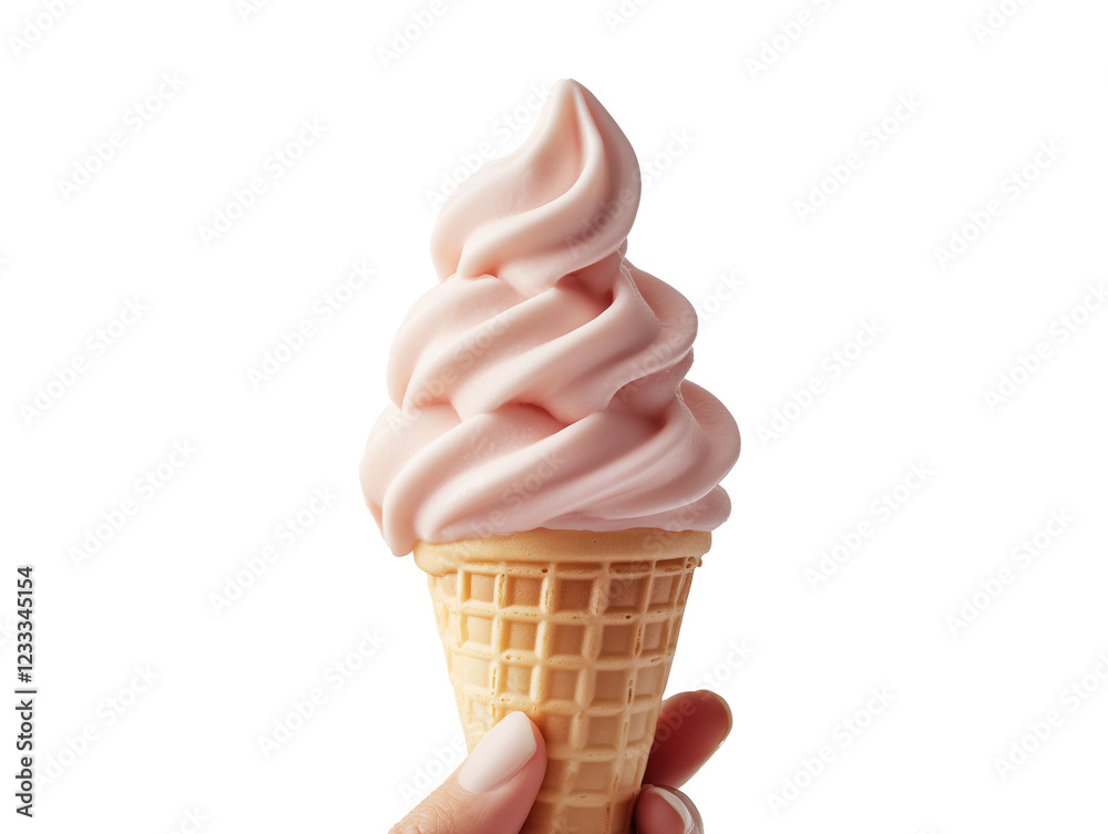 Indulge in a Delightful Cone Overflowing with Luscious Strawberry Soft Serve Ice Cream Indulge in a Delightful Cone Overflowing with Luscious Strawberry Soft Serve Ice Cream