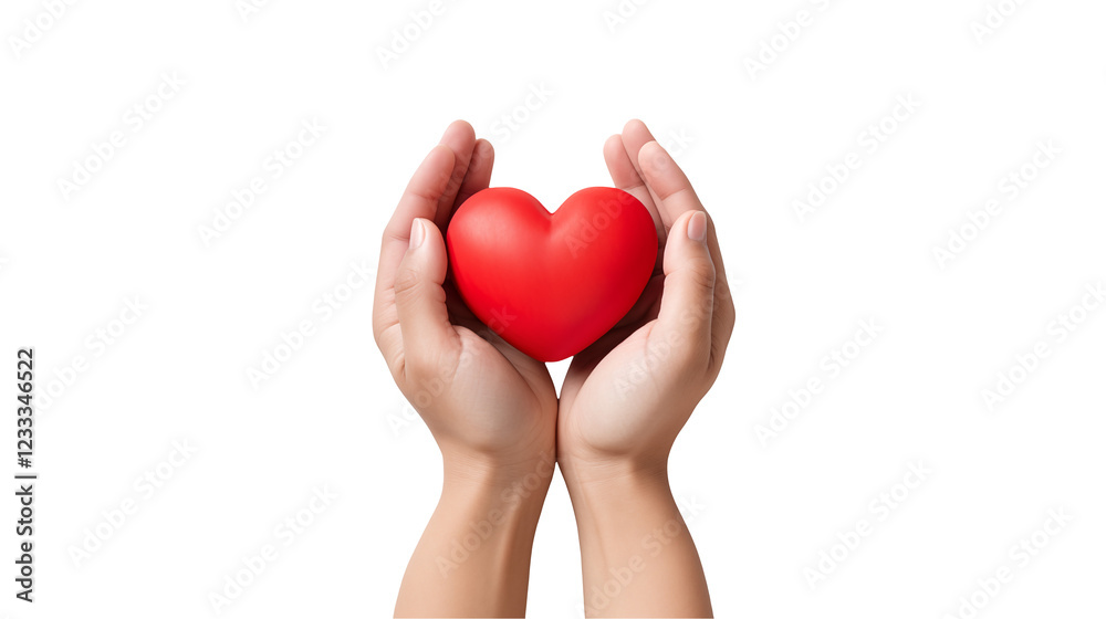 Fototapeta premium Protecting a Heart Hands Holding Red Heart Symbol