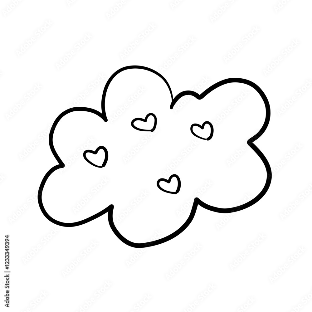 Cute Cloud Illustration with Hearts Cute Cloud Illustration with Hearts