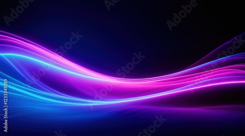 Dynamic neon waves twist gracefully on a dark mysterious background 
