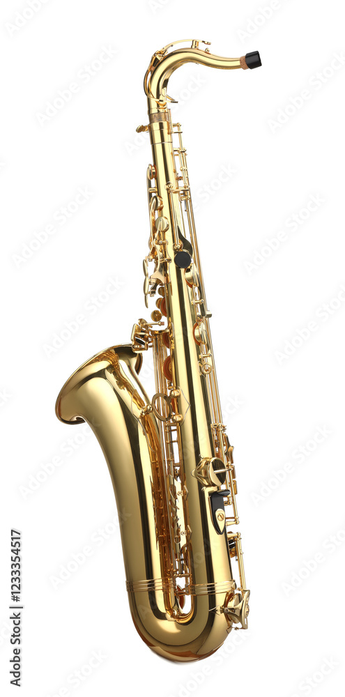 Naklejka premium Jazz. One beautiful saxophone isolated on white