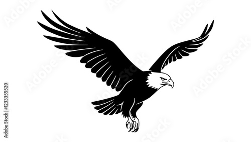 Majestic Line Art of a Flying Eagle