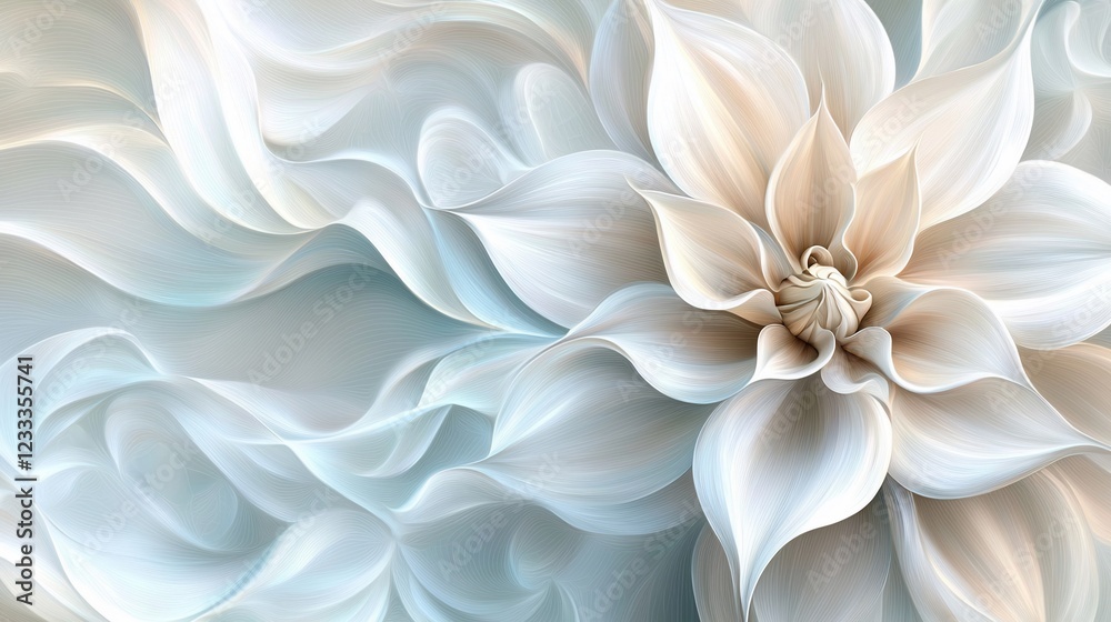 Fototapeta premium Abstract Floral Design in Soft Hues of White and Beige