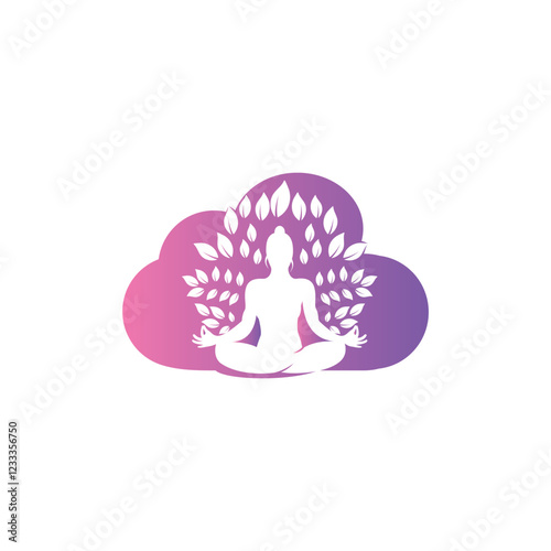 Cloud yoga logo vector with concept style.