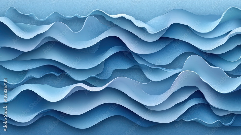 Abstract blue waves paper cut design, background texture Abstract blue waves paper cut design, background texture