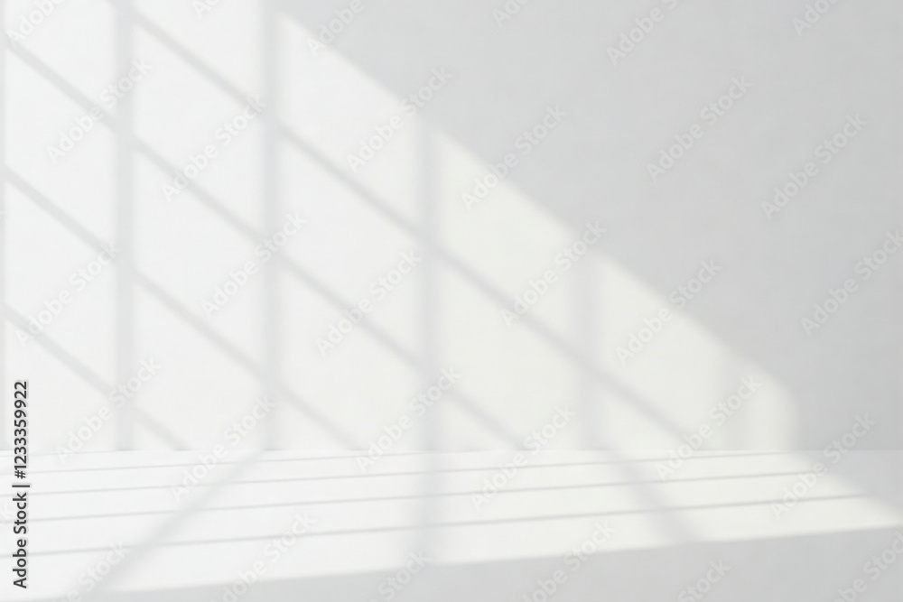 Obraz premium A minimalist and abstract image of an empty white room bathed in bright, natural light