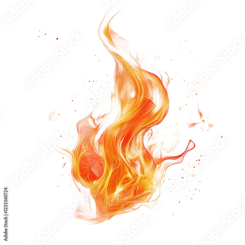 Abstract Fire Flame - Realistic Burning Effect on White Background