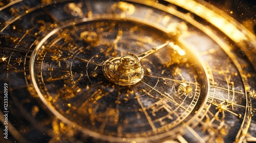 Wallpaper Mural A Close-Up Shot Of An Ornate, Golden Astrolabe, Swirling With Golden Dust. It Evokes A Sense Of Mystery And Ancient Knowledge. Torontodigital.ca