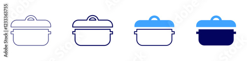 Ceramic pot icon in 4 different styles. Thin Line, Line, Bold, and Bold Line. Duotone style. Editable stroke