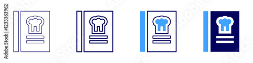 Cook book recipe icon in 4 different styles. Thin Line, Line, Bold, and Bold Line. Duotone style. Editable stroke