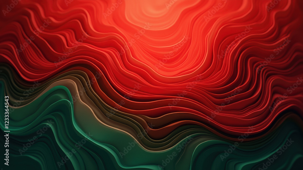 Fototapeta premium Abstract Red & Green Wave Background - Abstract art