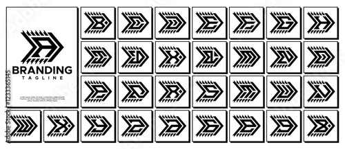 Technology line arrow monogram letter A-Z logo set