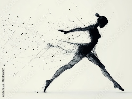 Dynamic silhouette of a woman in a graceful dance movement.