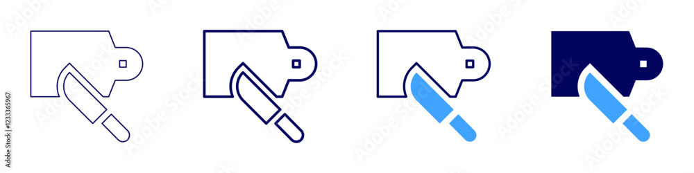 Cutting board icon in 4 different styles. Thin Line, Line, Bold, and Bold Line. Duotone style. Editable stroke Cutting board icon in 4 different styles. Thin Line, Line, Bold, and Bold Line. Duotone style. Editable stroke
