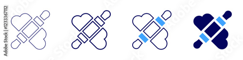 Knead icon in 4 different styles. Thin Line, Line, Bold, and Bold Line. Duotone style. Editable stroke