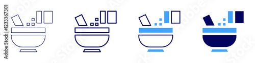Marinating icon in 4 different styles. Thin Line, Line, Bold, and Bold Line. Duotone style. Editable stroke
