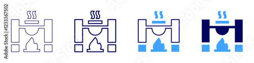 Mini pot on fire icon in 4 different styles. Thin Line, Line, Bold, and Bold Line. Duotone style. Editable stroke