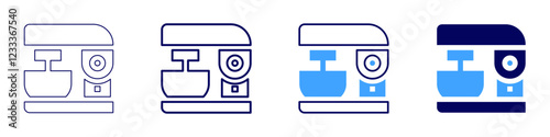 Mixer blender machine icon in 4 different styles. Thin Line, Line, Bold, and Bold Line. Duotone style. Editable stroke