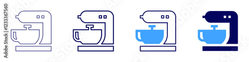 Mixer icon in 4 different styles. Thin Line, Line, Bold, and Bold Line. Duotone style. Editable stroke