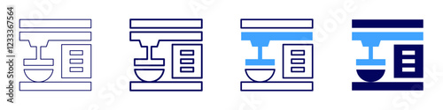Mixer cooking machine icon in 4 different styles. Thin Line, Line, Bold, and Bold Line. Duotone style. Editable stroke