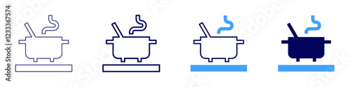Mixing icon in 4 different styles. Thin Line, Line, Bold, and Bold Line. Duotone style. Editable stroke