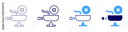 No cooking icon in 4 different styles. Thin Line, Line, Bold, and Bold Line. Duotone style. Editable stroke
