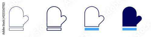 Oven mitt icon in 4 different styles. Thin Line, Line, Bold, and Bold Line. Duotone style. Editable stroke
