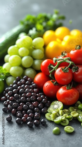 Vibrant Colorful Assortment of Fresh Fruits and Vegetables