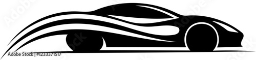 Stylized vector illustration of a sleek sports car with dynamic curves and modern design elements.  
