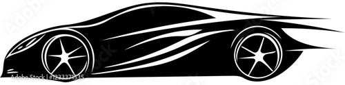 Stylized vector illustration of a sleek sports car with dynamic curves and modern design elements.  

