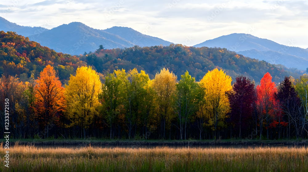 Fototapeta premium Autumn foliage colors mountain landscape
