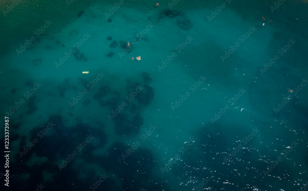 Fototapeta premium Coastal waters in Croatia - Top down aerial view