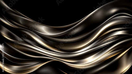 Abstract Gold and Black Draped Fabric Waves photo