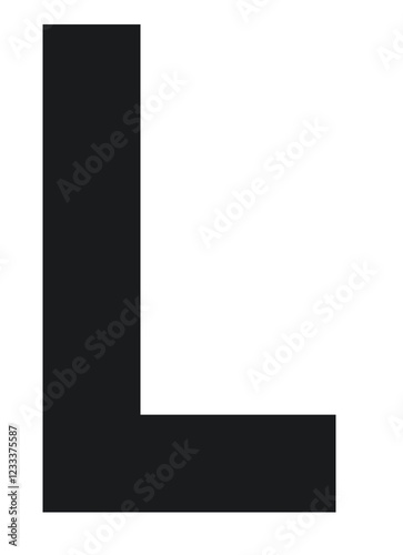 black font letter L with pixel 8bit style