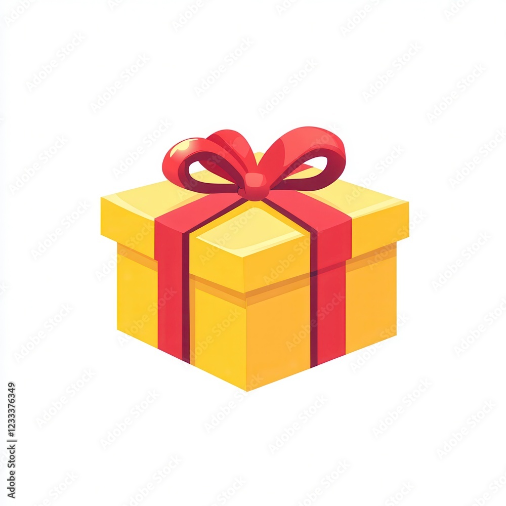 Obraz premium Vector Illustration of a Colorful Gift Box With a Bow on a White Background. Generative AI