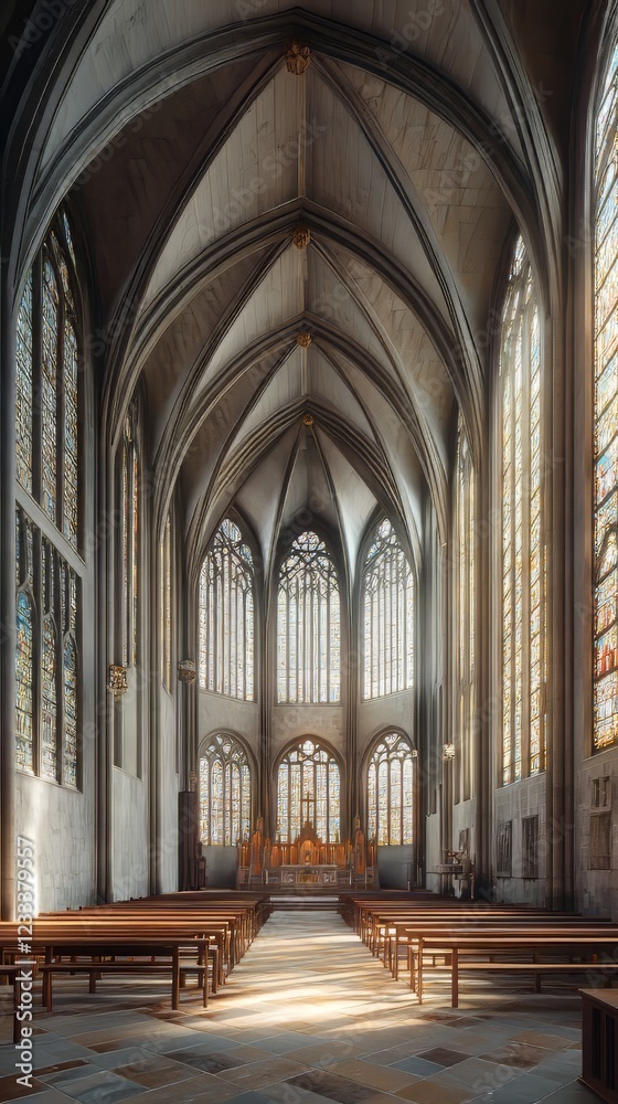 Fototapeta premium Sunlight streams into a grand chapel