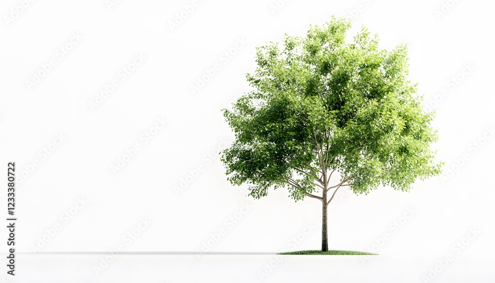 Obraz premium A Single Green Tree Isolated on White Background