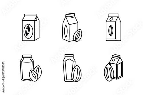 almond milk icon line art vector illustration