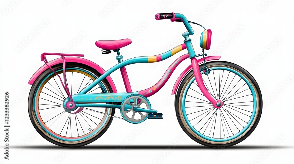 Fototapeta premium Vibrant Retro-Styled Kids' Bicycle on Transparent Background for Commercial Use