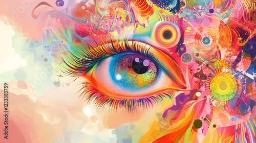 Colorful Abstract Eye Art with Vibrant Swirls and Patterns