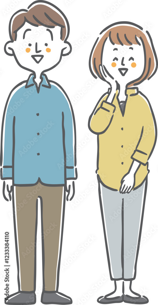 若い夫婦のイラスト 全身 ベクター 若い夫婦のイラスト 全身 ベクター
