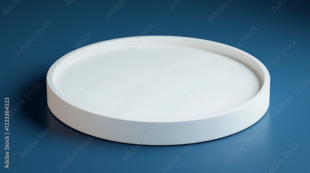 White Circular Platform on Blue Background White Circular Platform on Blue Background