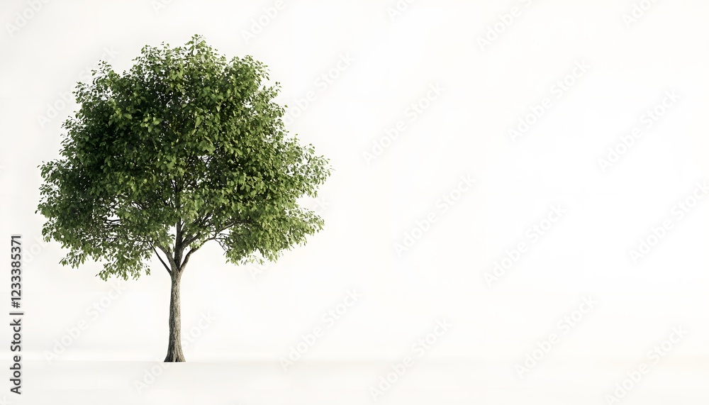 Obraz premium Single green tree on white background isolated