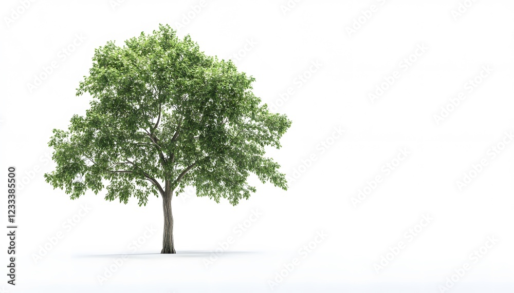 Obraz premium A Single Green Tree Isolated on White Background