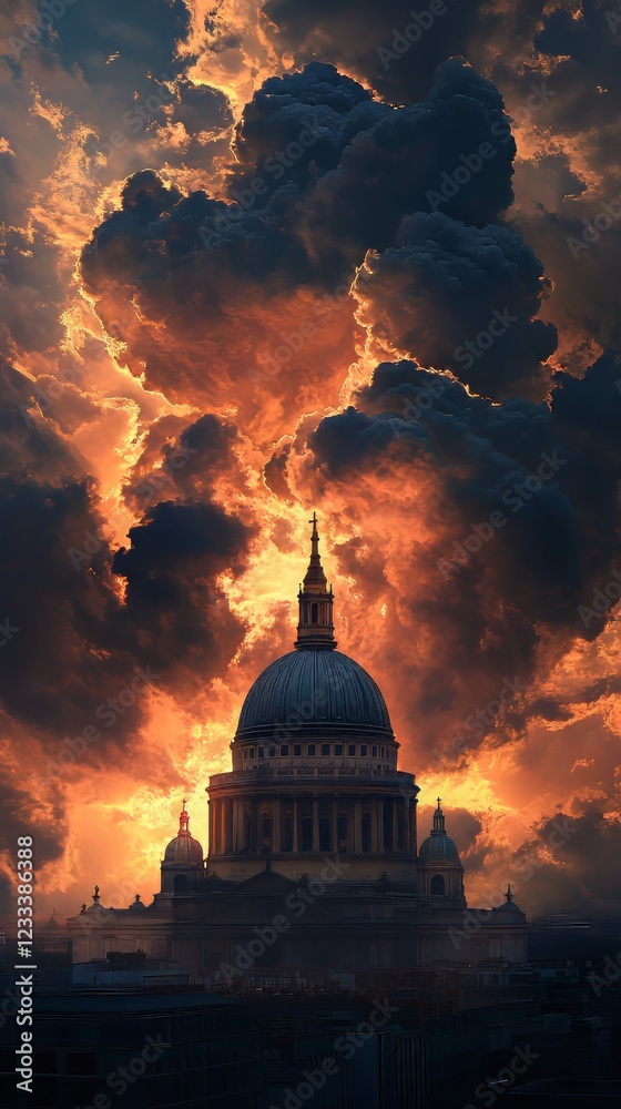 Obraz premium Sunset blaze over a grand dome